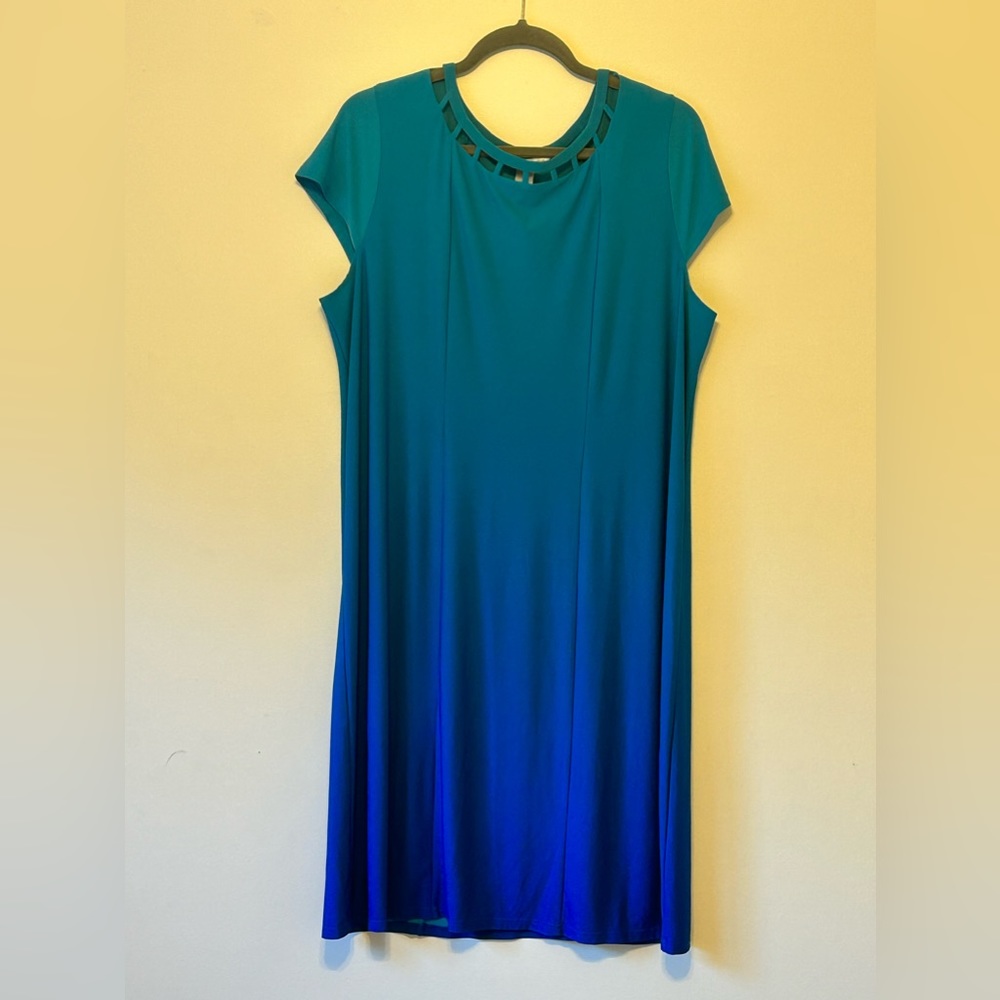Blue ombré dress cutout neckline NWT